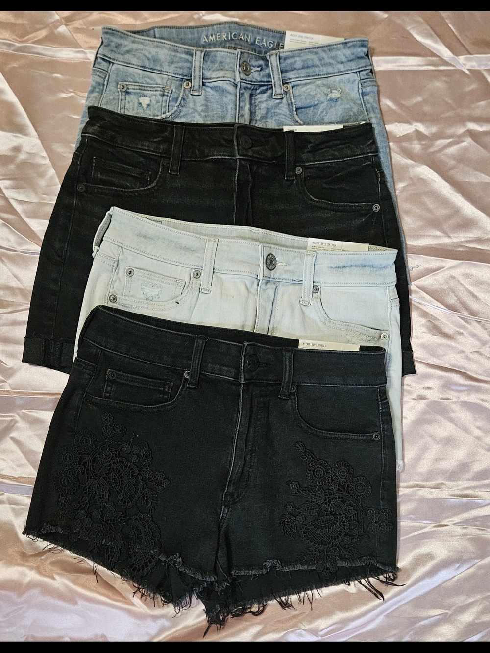 American Eagle Outfitters Women’s Denim Shorts - Black, Light Blue, White